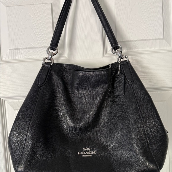 Coach Lexy Black Pebble Leather shoulder bag - Large - Picture 1 of 5